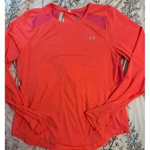 Under Armour HeatGear Women's Orange Longsleeve Vented Back Active‎ Top, XL